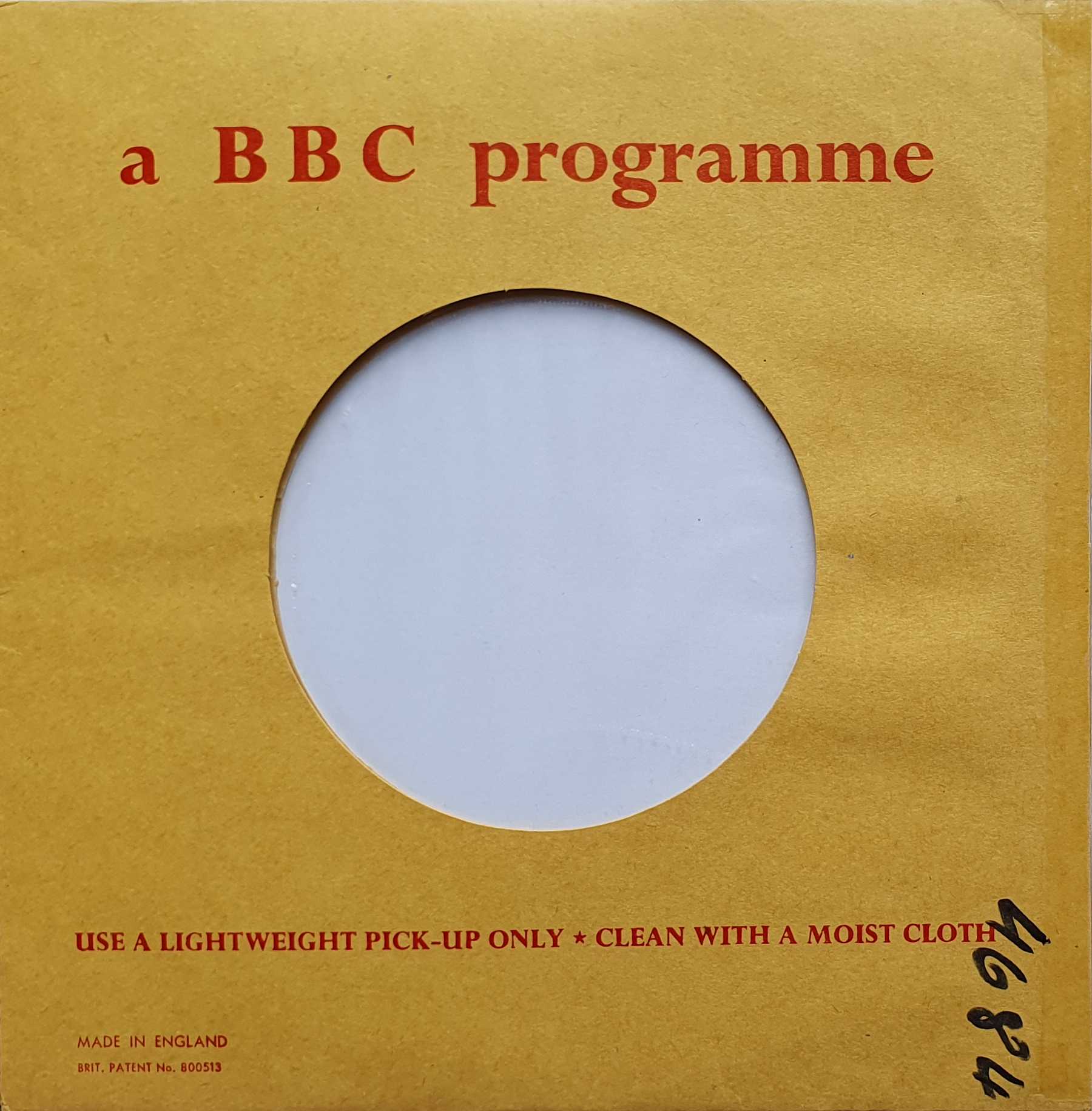 BBC Transcription Disc cardboard sleeves single .